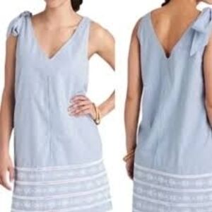 Light Blue Sleeveless Dress with White Accents